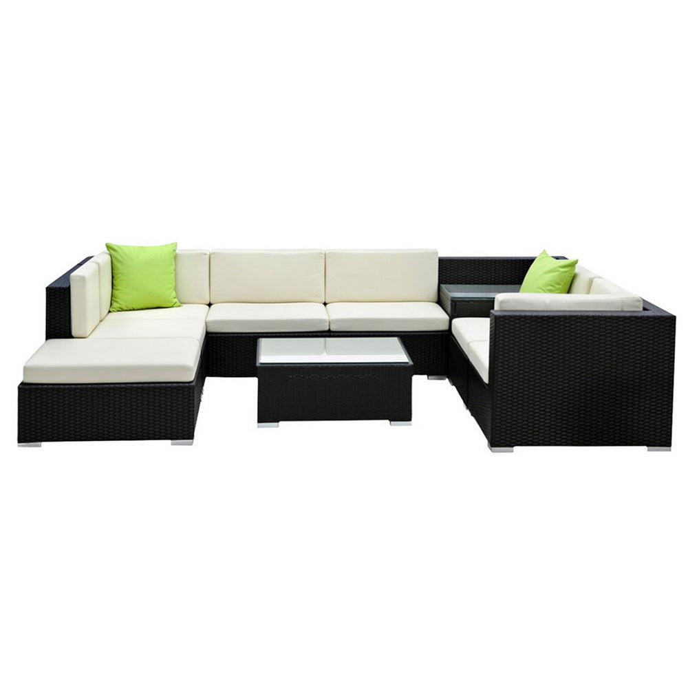 Gardeon 9-Piece Outdoor Sofa Set Wicker Couch Lounge Setting Cover-Outdoor Sofa Sets-PEROZ Accessories