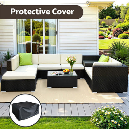 Gardeon 9-Piece Outdoor Sofa Set Wicker Couch Lounge Setting Cover-Outdoor Sofa Sets-PEROZ Accessories