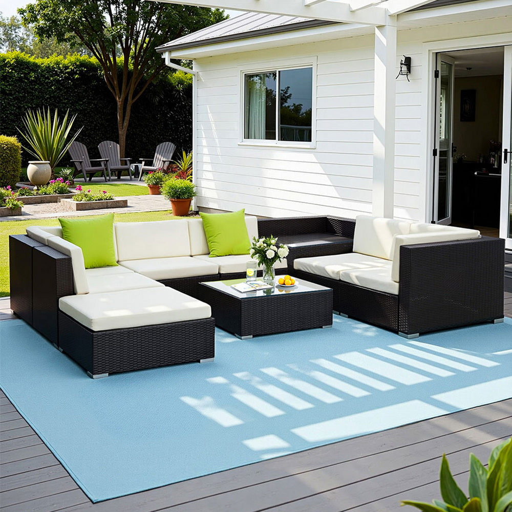 Gardeon 9-Piece Outdoor Sofa Set Wicker Couch Lounge Setting Cover-Outdoor Sofa Sets-PEROZ Accessories