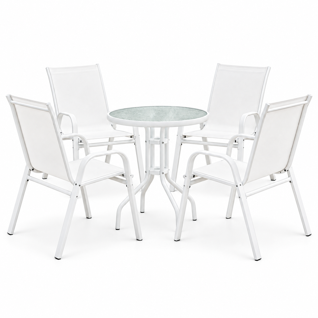 Gardeon 5PC Bistro Set Outdoor Table and Chairs Stackable Patio Furniture White-Furniture > Outdoor > Outdoor Dining Sets-PEROZ Accessories