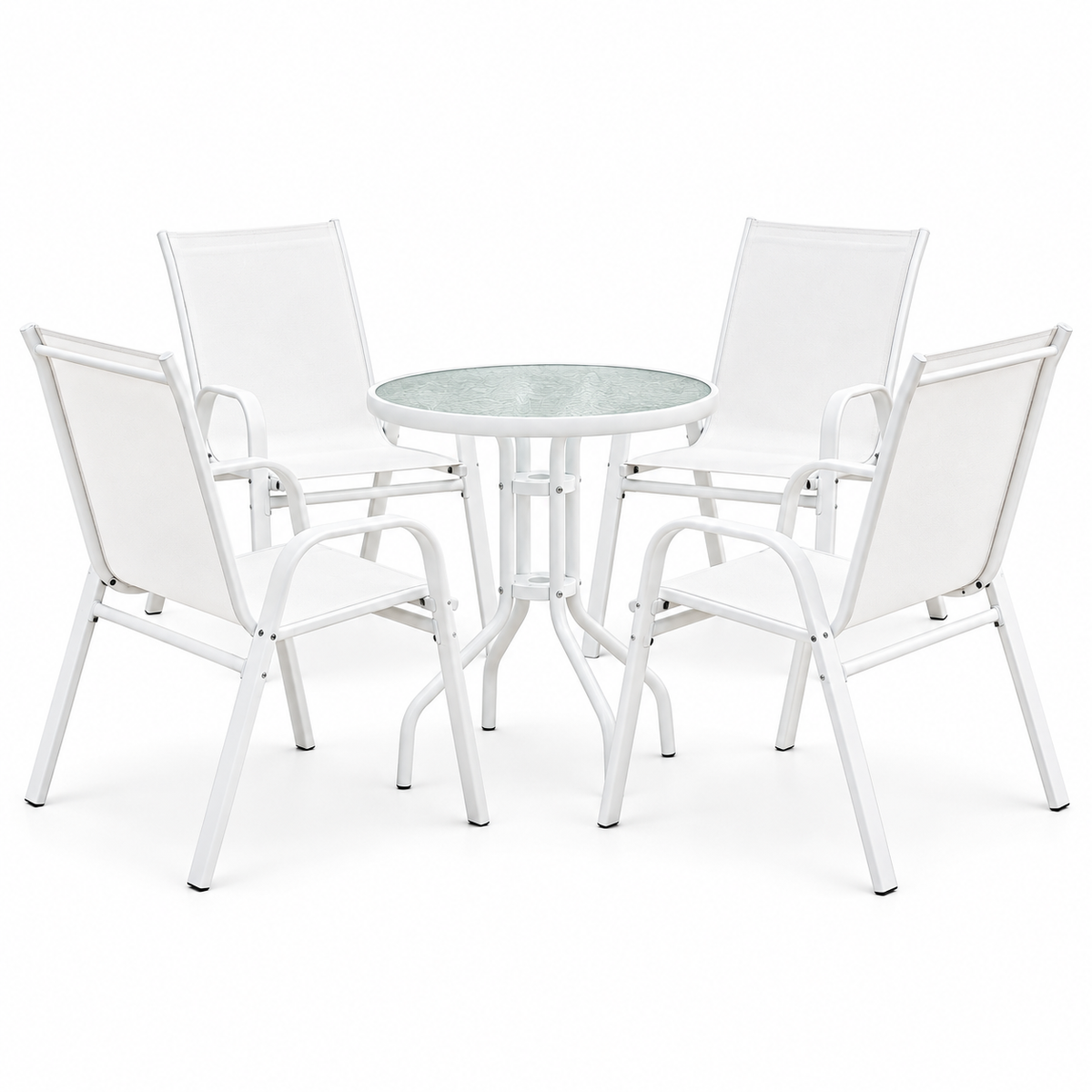 Gardeon 5PC Bistro Set Outdoor Table and Chairs Stackable Patio Furniture White-Furniture > Outdoor > Outdoor Dining Sets-PEROZ Accessories