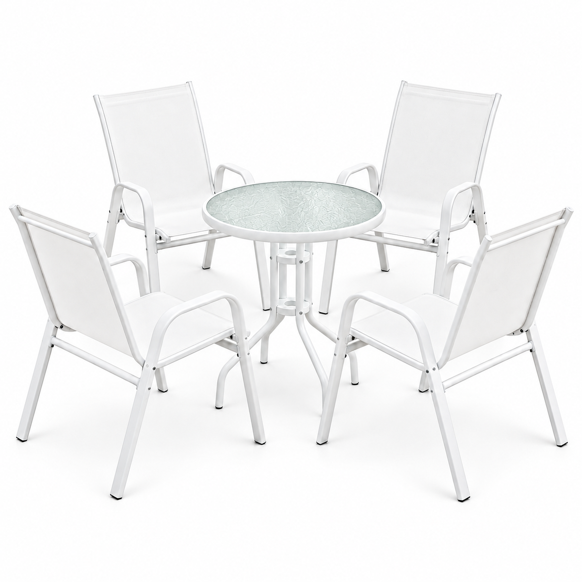 Gardeon 5PC Bistro Set Outdoor Table and Chairs Stackable Patio Furniture White-Furniture > Outdoor > Outdoor Dining Sets-PEROZ Accessories
