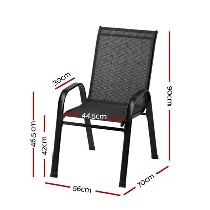 Gardeon 2PC Outdoor Dining Chairs Stackable Lounge Chair Patio Furniture Black-Outdoor Chairs-PEROZ Accessories