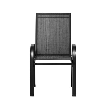 Gardeon 2PC Outdoor Dining Chairs Stackable Lounge Chair Patio Furniture Black-Outdoor Chairs-PEROZ Accessories