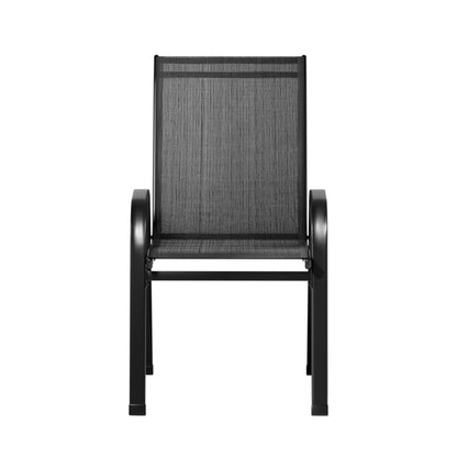 Gardeon 4PC Outdoor Dining Chairs Stackable Lounge Chair Patio Furniture Black-Outdoor Chairs-PEROZ Accessories
