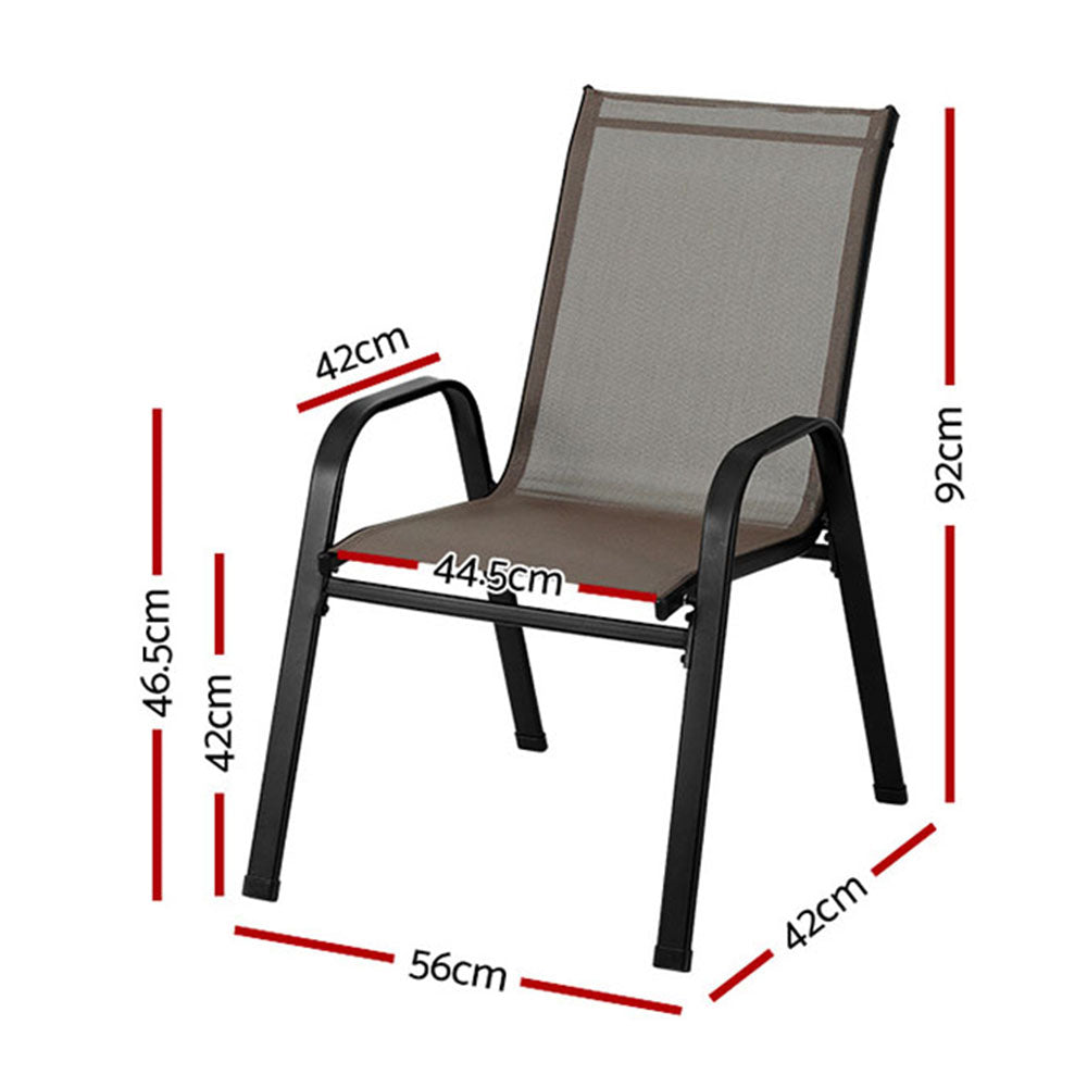 Gardeon 6PC Outdoor Dining Chairs Stackable Lounge Chair Patio Furniture Brown-Dining Chairs-PEROZ Accessories