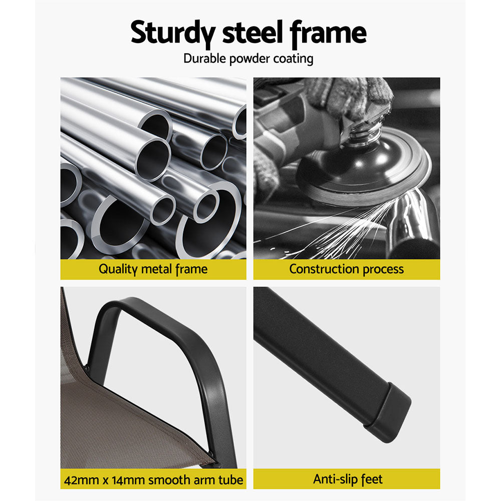 Gardeon 6PC Outdoor Dining Chairs Stackable Lounge Chair Patio Furniture Brown-Dining Chairs-PEROZ Accessories