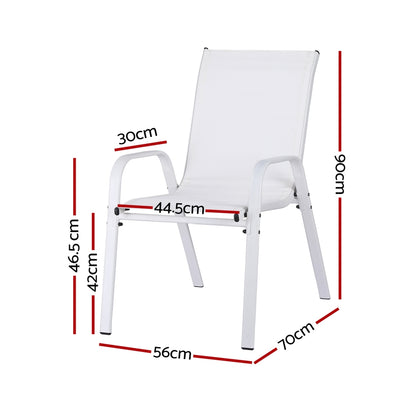 Gardeon 2PC Outdoor Dining Chairs Stackable Lounge Chair Patio Furniture White-Furniture &gt; Outdoor &gt; Outdoor Chairs-PEROZ Accessories