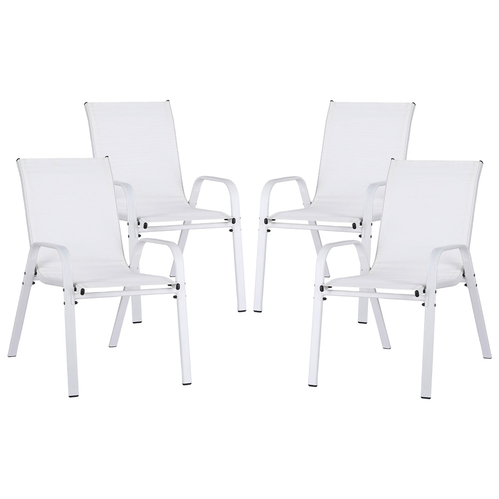 Gardeon 4PC Outdoor Dining Chairs Stackable Lounge Chair Patio Furniture White-Furniture &gt; Outdoor &gt; Outdoor Chairs-PEROZ Accessories