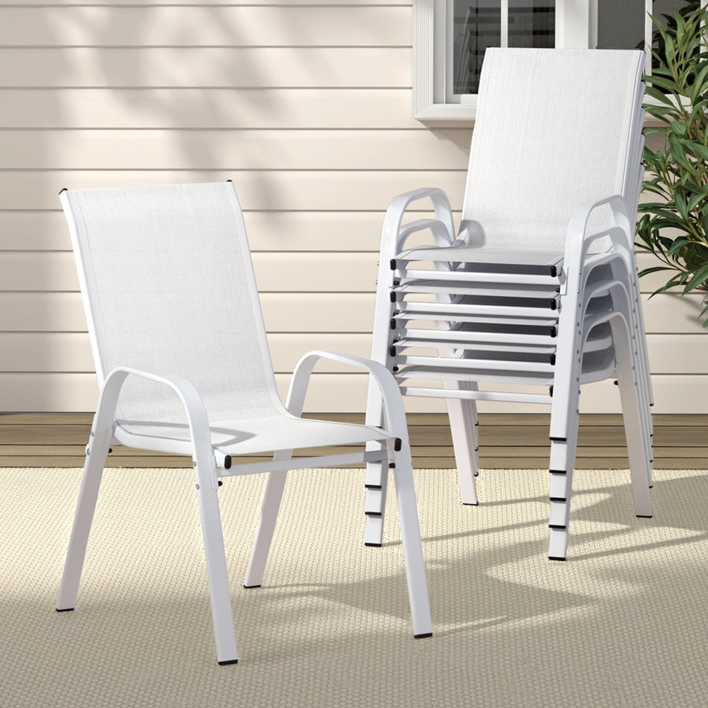 Gardeon 6PC Outdoor Dining Chairs Stackable Lounge Chair Patio Furniture White-Furniture &gt; Outdoor &gt; Outdoor Chairs-PEROZ Accessories