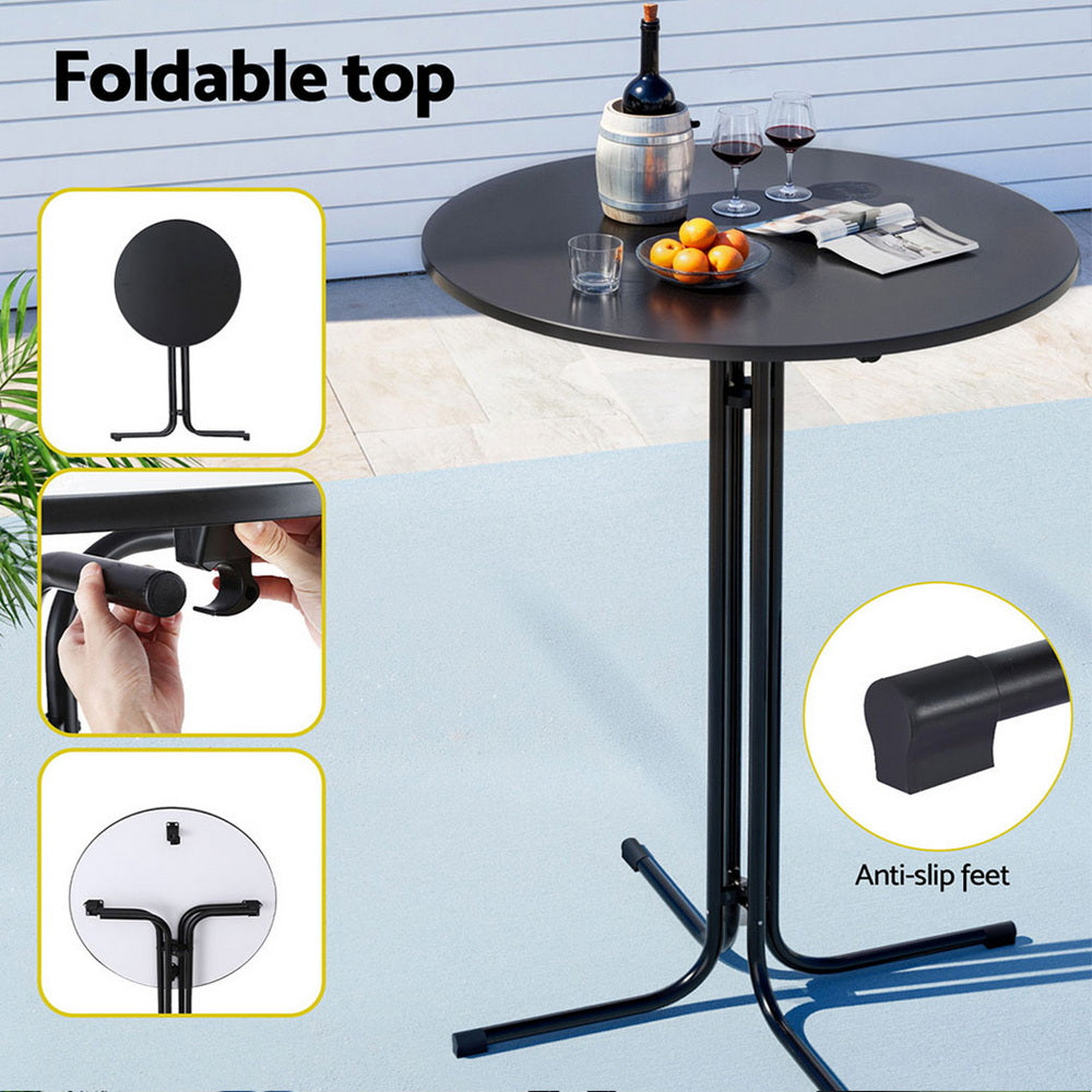 Gardeon Outdoor Bar Table Round Folding Desk Top 109cm Patio Furniture Black-Furniture &gt; Bar Stools &amp; Chairs &gt; Table &amp; Bar Stools-PEROZ Accessories