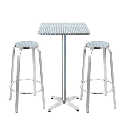 Gardeon 3-Piece Outdoor Bar Set Bistro Table Stools Adjustable Square Cafe-Outdoor Bar Sets-PEROZ Accessories