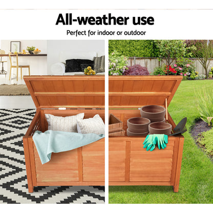 Gardeon Outdoor Storage Bench Box 210L Wooden Patio Furniture Garden Chair Seat-Outdoor Storage Boxes-PEROZ Accessories