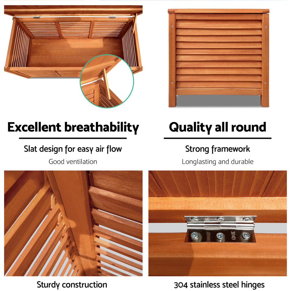 Gardeon Outdoor Storage Bench Box 210L Wooden Patio Furniture Garden Chair Seat-Outdoor Storage Boxes-PEROZ Accessories