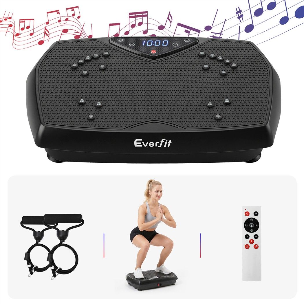 Everfit Vibration Plate Exercise Machine Full Body Shaker Workout Vibrate Fitness Platform with Bluetooth, 150KG Capacity, 150Speed Levels Vibrating Plate for Home Women Men, Black-Sports &amp; Fitness > Exercise, Gym &amp; Fitness > Vibration Exercise Machines-PEROZ Accessories