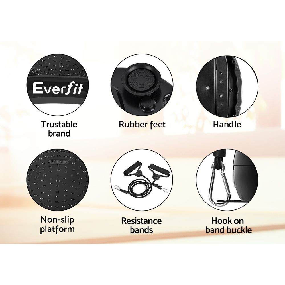 Everfit Vibration Machine Platform Vibrator Resistance Rope Home Fitness Black-Sports &amp; Fitness > Fitness Accessories-PEROZ Accessories