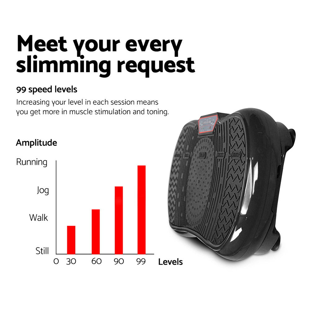 Everfit Vibration Machine Platform Vibrator Resistance Rope Home Fitness Black-Sports &amp; Fitness &gt; Fitness Accessories-PEROZ Accessories