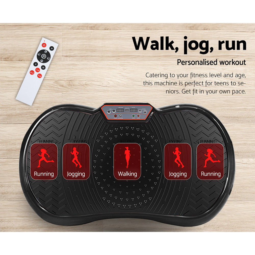 Everfit Vibration Machine Platform Vibrator Resistance Rope Home Fitness Black-Sports &amp; Fitness &gt; Fitness Accessories-PEROZ Accessories