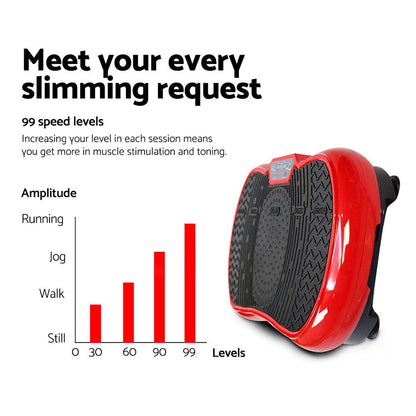 Everfit Vibration Machine Platform Vibrator Resistance Rope Home Fitness Red-Sports &amp; Fitness > Fitness Accessories-PEROZ Accessories