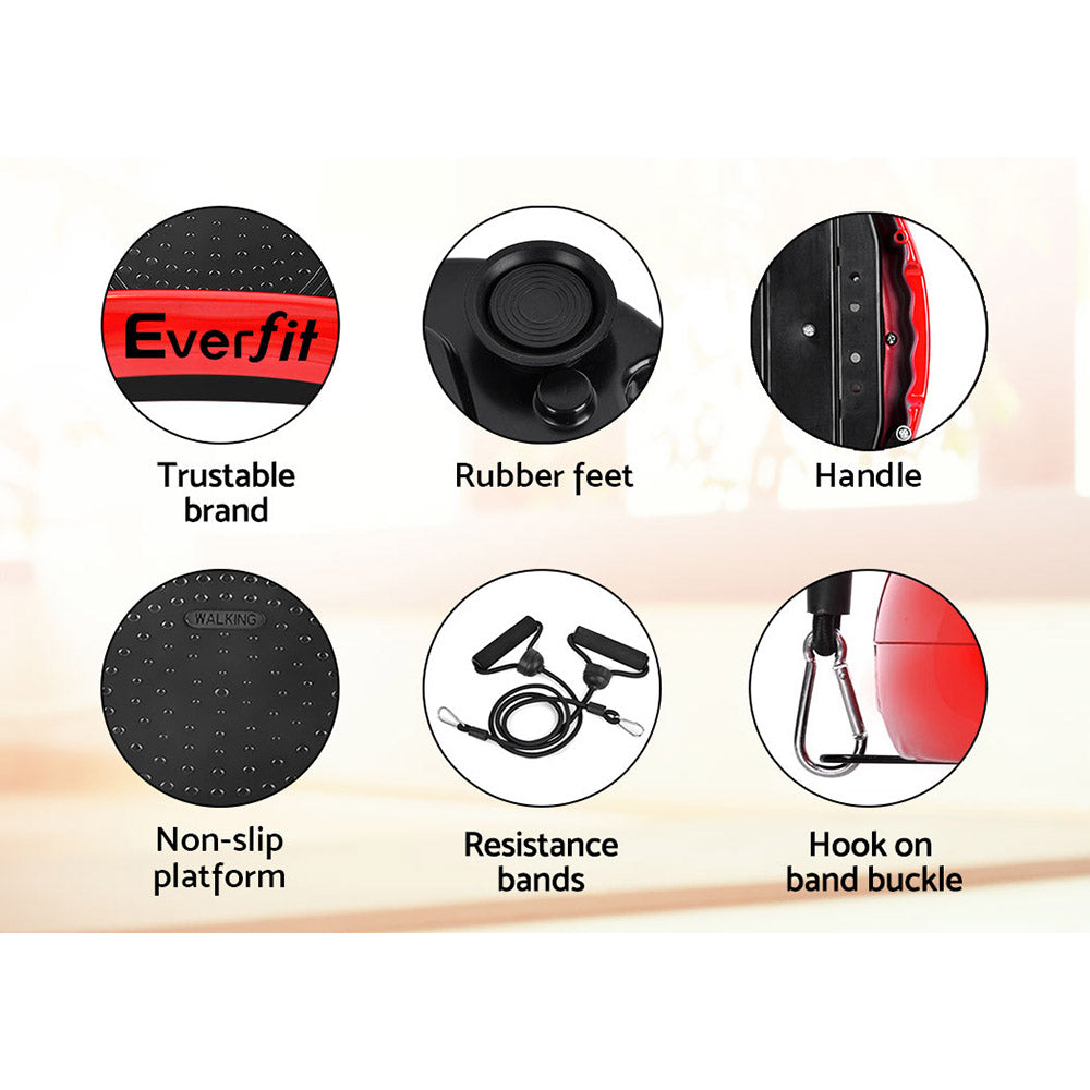 Everfit Vibration Machine Platform Vibrator Resistance Rope Home Fitness Red-Sports &amp; Fitness &gt; Fitness Accessories-PEROZ Accessories