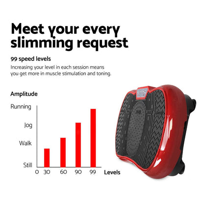 Everfit Vibration Machine Platform Resistance Rope Home Fitness Dark Red-Sports &amp; Fitness > Fitness Accessories-PEROZ Accessories