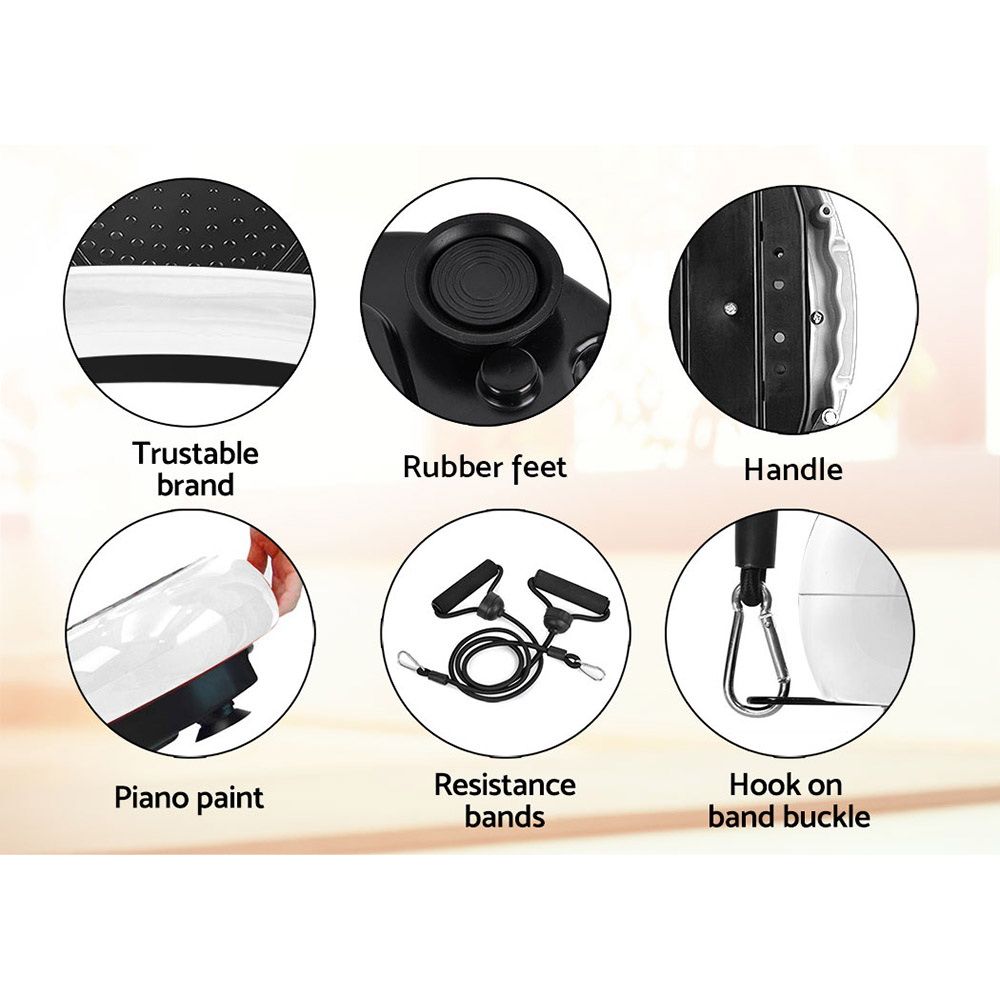 Everfit Vibration Machine Platform Vibrator Resistance Rope Home Fitness White-Sports &amp; Fitness > Fitness Accessories-PEROZ Accessories