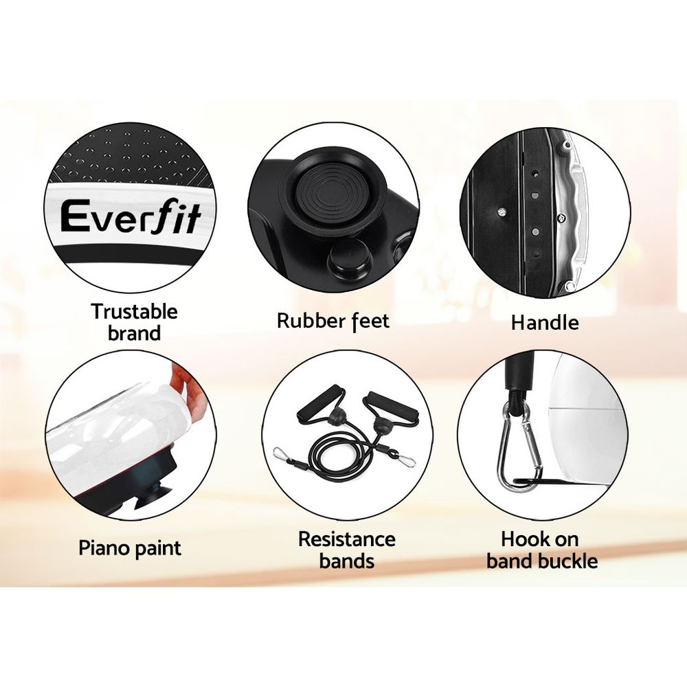 Everfit Vibration Machine Platform Vibrator Resistance Rope Home Fitness White-Sports &amp; Fitness > Fitness Accessories-PEROZ Accessories