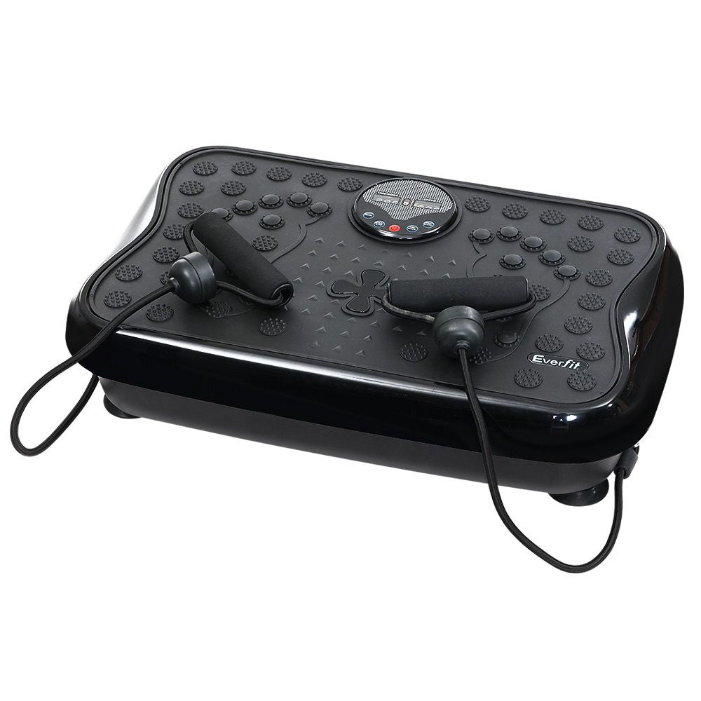 Everfit Vibration Machine Platform Vibrator With Resistance Rope Home Gym Black-Sports &amp; Fitness > Fitness Accessories-PEROZ Accessories