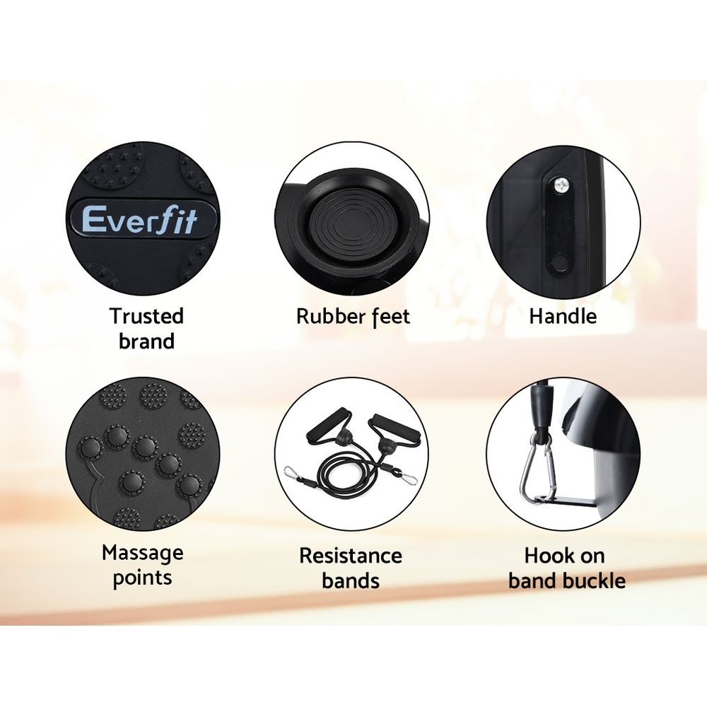 Everfit Vibration Machine Platform Vibrator With Resistance Rope Home Gym Black-Sports &amp; Fitness > Fitness Accessories-PEROZ Accessories