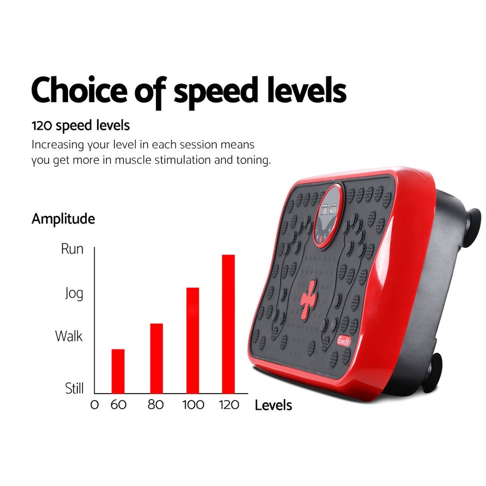 Everfit Vibration Machine Platform Vibrator with Resistance Rope Home Gym Red-Sports &amp; Fitness > Fitness Accessories-PEROZ Accessories