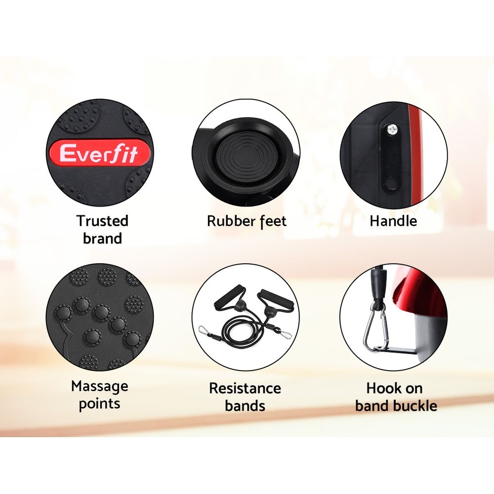 Everfit Vibration Machine Platform Vibrator with Resistance Rope Home Gym Red-Sports &amp; Fitness > Fitness Accessories-PEROZ Accessories