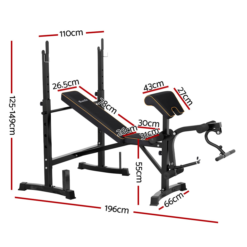 Everfit Weight Bench 10 in 1 Bench Press Home Gym Station 330kg Capacity-Sports &amp; Fitness &gt; Fitness Accessories-PEROZ Accessories