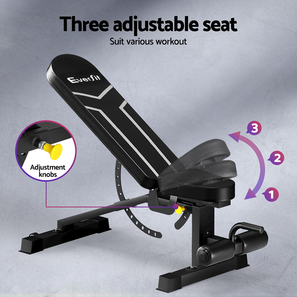 Everfit Weight Bench Adjustable FID Bench Press Home Gym 450kg Capacity-Sports &amp; Fitness &gt; Exercise, Gym &amp; Fitness &gt; Exercise Benches-PEROZ Accessories