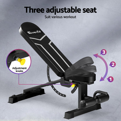 Everfit Weight Bench Adjustable FID Bench Press Home Gym 450kg Capacity-Sports &amp; Fitness &gt; Exercise, Gym &amp; Fitness &gt; Exercise Benches-PEROZ Accessories
