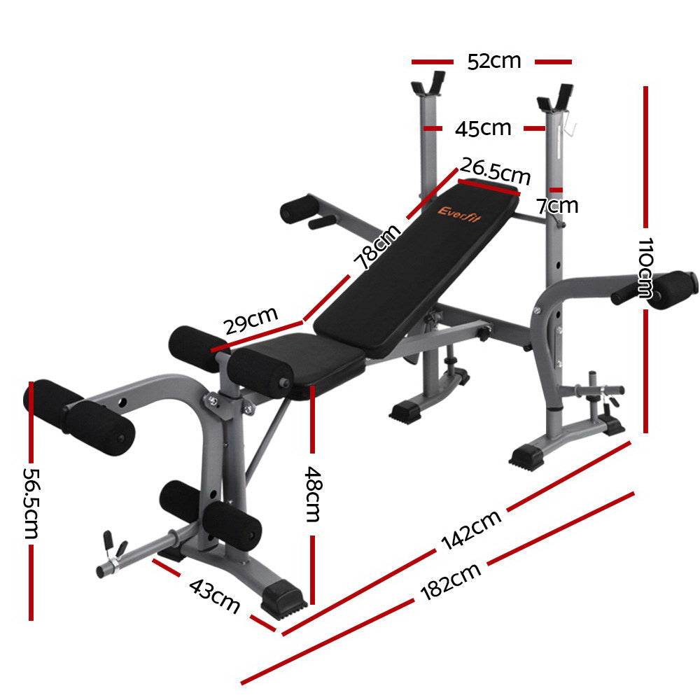 Everfit Weight Bench 8 in 1 Bench Press Adjustable Home Gym Station 200kg-Sports &amp; Fitness &gt; Fitness Accessories-PEROZ Accessories
