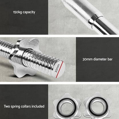 Everfit 168CM 5.5FT Barbell Bar Fitness Weight Plates Dumbbells Row-Sports &amp; Fitness &gt; Exercise, Gym &amp; Fitness &gt; Free Weights-PEROZ Accessories