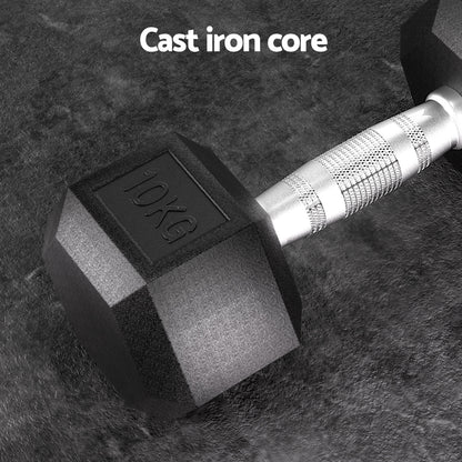 Everfit 20kg Hex Dumbbells Set Dumbbells Weights Lifting Bench Gym Workout 2x10kg-Sports &amp; Fitness &gt; Exercise, Gym &amp; Fitness &gt; Free Weights-PEROZ Accessories