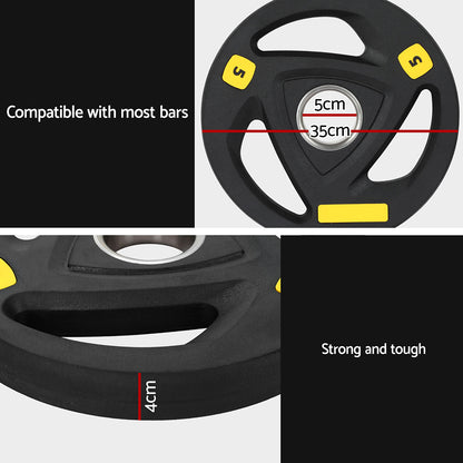 Everfit Weight Plates Standard 5kg Dumbbells Barbells Plate Weight Lifting Home-Sports &amp; Fitness &gt; Exercise, Gym &amp; Fitness &gt; Free Weights-PEROZ Accessories