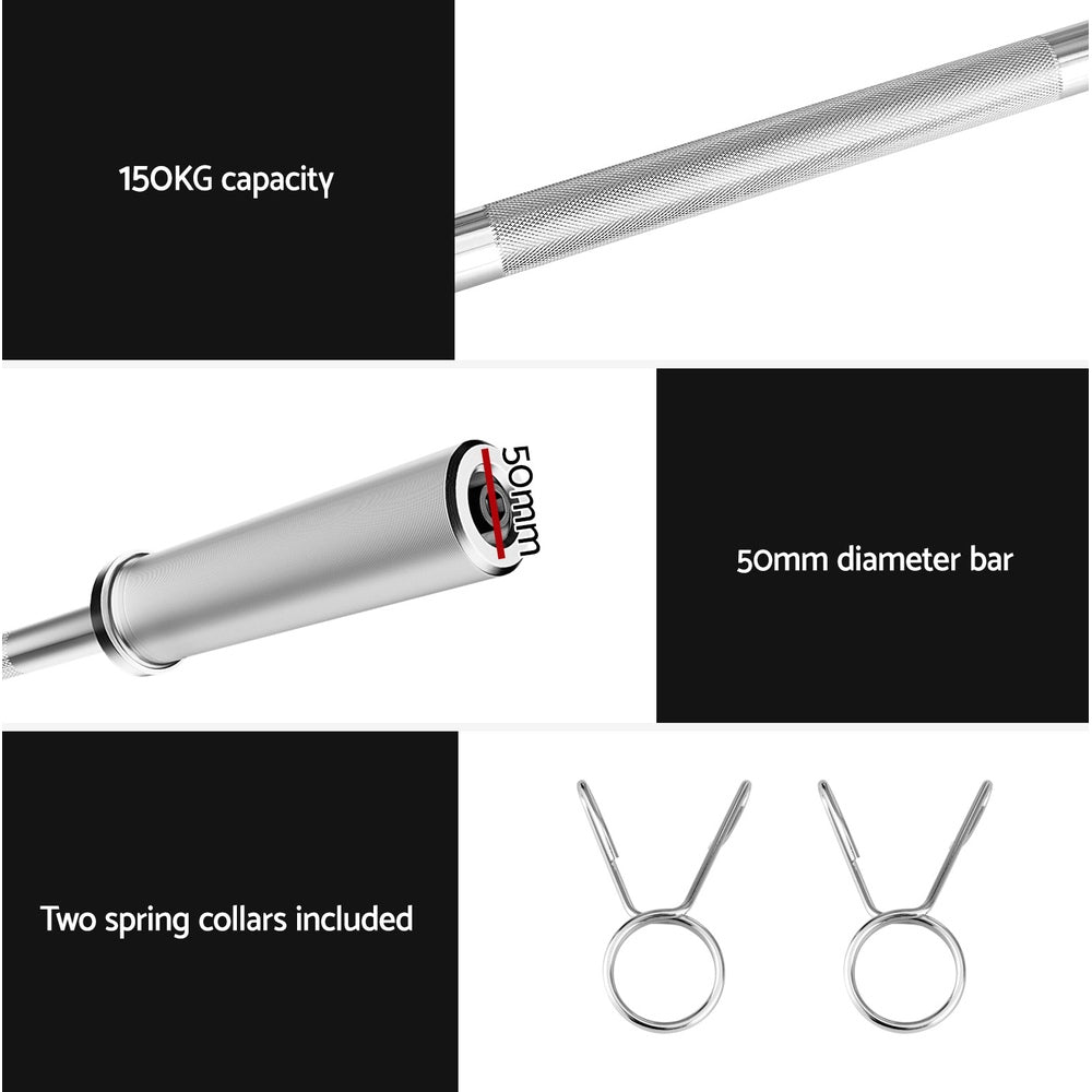 Everfit Barbells Set 16kg 120cm Dumbbells Barbells Plate Weight Lifting Home Gym-Sports &amp; Fitness &gt; Exercise, Gym &amp; Fitness &gt; Free Weights-PEROZ Accessories