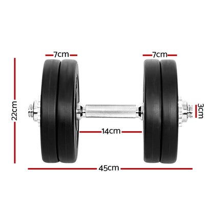 Everfit 25kg Dumbbell Set Weight Plates Dumbbells Lifting Bench-Sports &amp; Fitness &gt; Exercise, Gym &amp; Fitness &gt; Free Weights-PEROZ Accessories