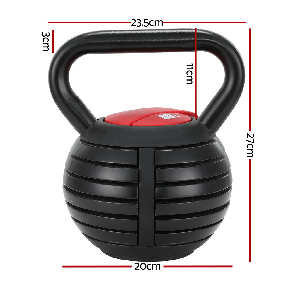 Everfit 18kg Adjustable Kettlebell Set Portable Kettle Bell Weight Dumbbells 10lbs 40lbs-Sports &amp; Fitness &gt; Exercise, Gym &amp; Fitness &gt; Free Weights-PEROZ Accessories