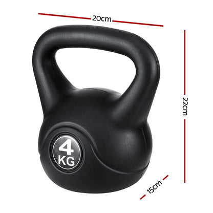 Everfit 4kg Kettlebell Set Weight Lifting Bench Dumbbells Kettle Bell Gym Home-Sports &amp; Fitness &gt; Exercise, Gym &amp; Fitness &gt; Free Weights-PEROZ Accessories