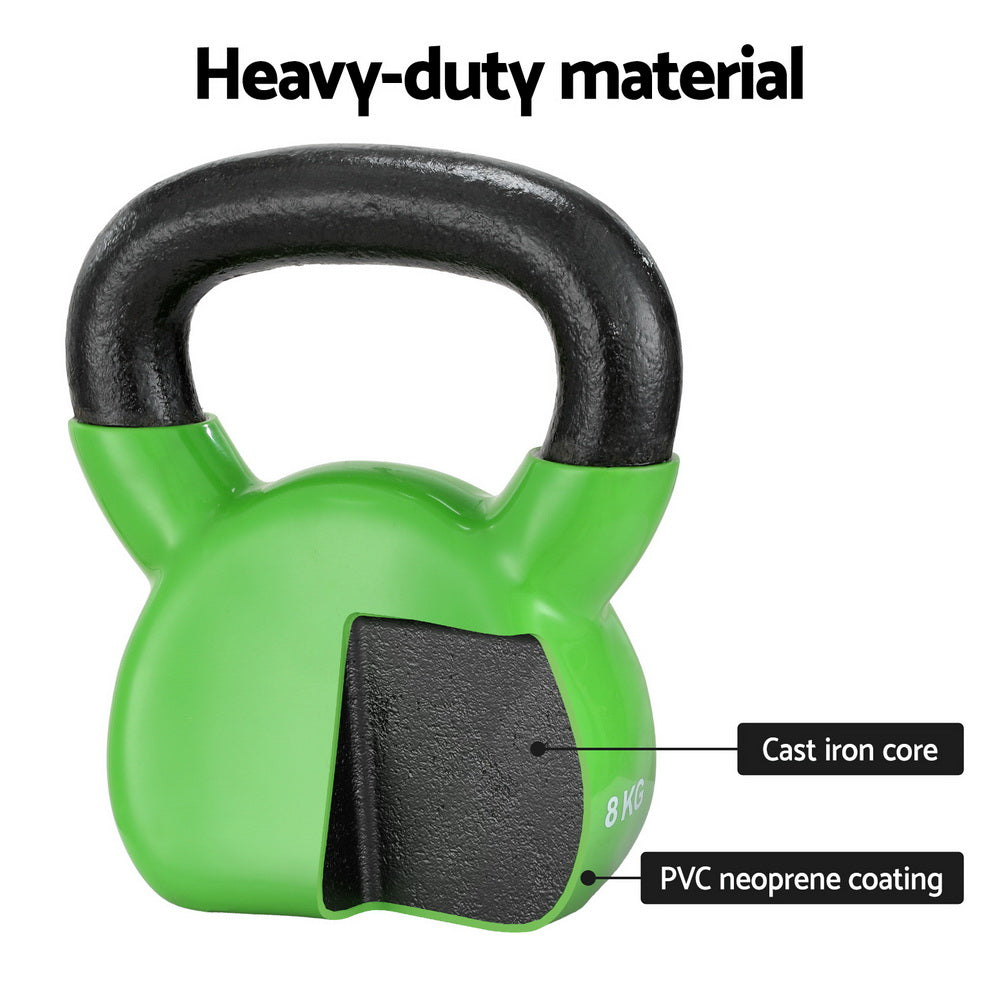 Everfit 8kg Kettlebell Set Weightlifting Bench Dumbbells Kettle Bell Gym Home-Sports &amp; Fitness &gt; Exercise, Gym &amp; Fitness &gt; Free Weights-PEROZ Accessories