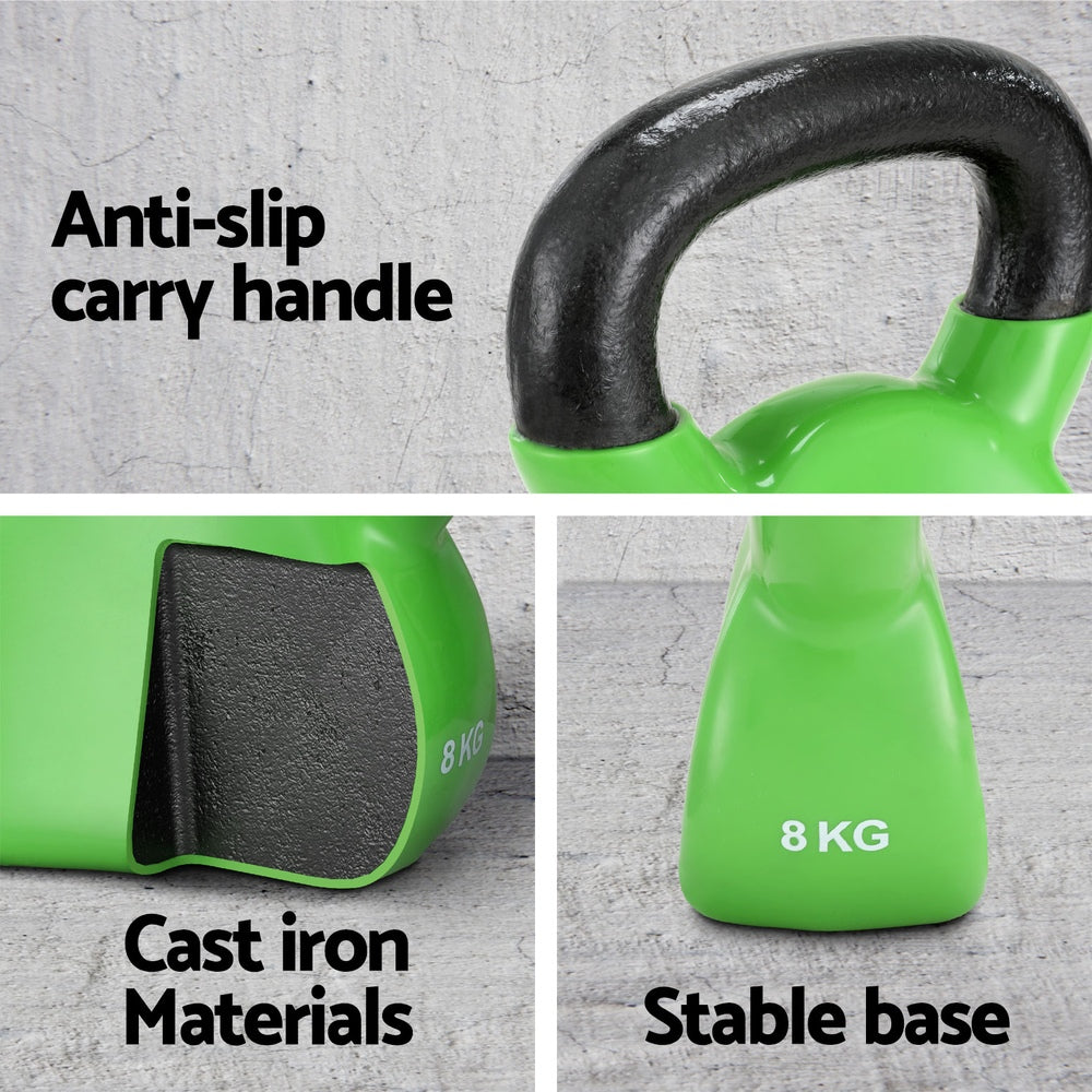 Everfit 8kg Kettlebell Set Weightlifting Bench Dumbbells Kettle Bell Gym Home-Sports &amp; Fitness &gt; Exercise, Gym &amp; Fitness &gt; Free Weights-PEROZ Accessories