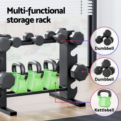 Everfit Dumbbells Rack Dumbbell Kettlebell Stand Home Gym Storage 200kg Capacity-Sports &amp; Fitness &gt; Exercise, Gym &amp; Fitness &gt; Free Weights-PEROZ Accessories