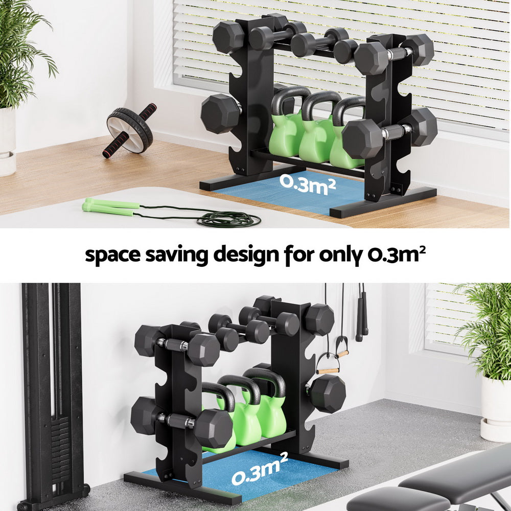 Everfit Dumbbells Rack Dumbbell Kettlebell Stand Home Gym Storage 200kg Capacity-Sports &amp; Fitness &gt; Exercise, Gym &amp; Fitness &gt; Free Weights-PEROZ Accessories