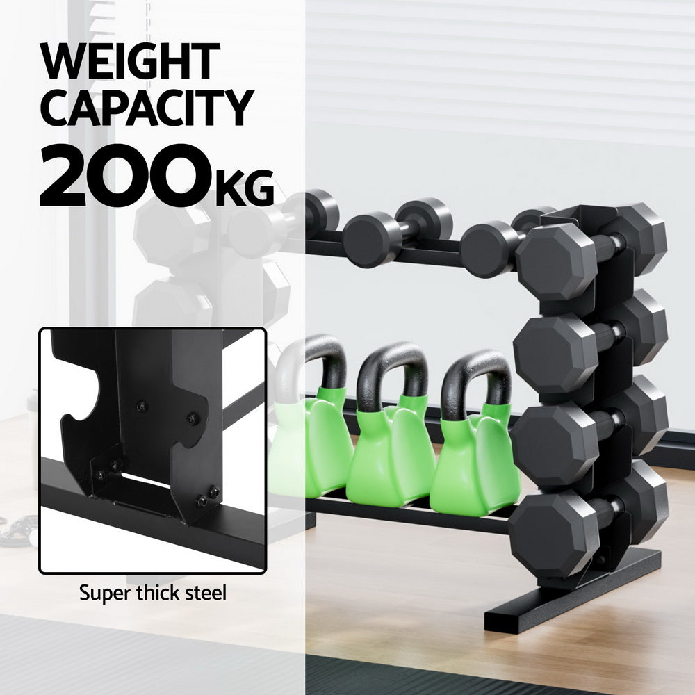 Everfit Dumbbells Rack Dumbbell Kettlebell Stand Home Gym Storage 200kg Capacity-Sports &amp; Fitness &gt; Exercise, Gym &amp; Fitness &gt; Free Weights-PEROZ Accessories