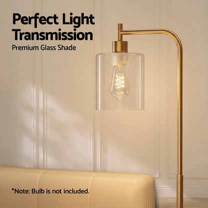 Artiss Floor Lamp Modern Industrial Standing Light with Clear Glass Shade, GoldMetal Tall Lamp for Living Room, Bedroom &amp; Office, Anti-Tipping Weighted Base &amp; Foot Switch (Bulb Not Included)