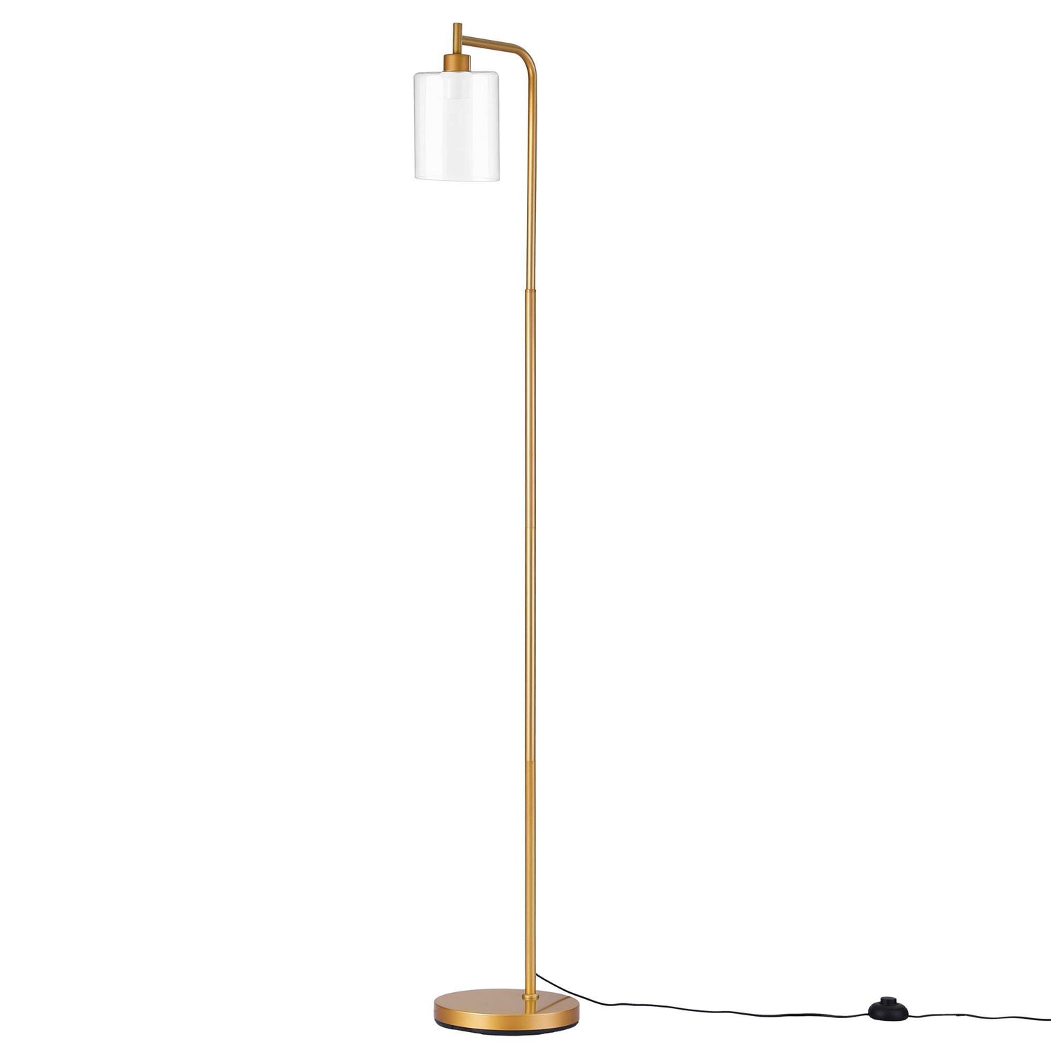 Artiss Floor Lamp Modern Industrial Standing Light with Clear Glass Shade, GoldMetal Tall Lamp for Living Room, Bedroom &amp; Office, Anti-Tipping Weighted Base &amp; Foot Switch (Bulb Not Included)