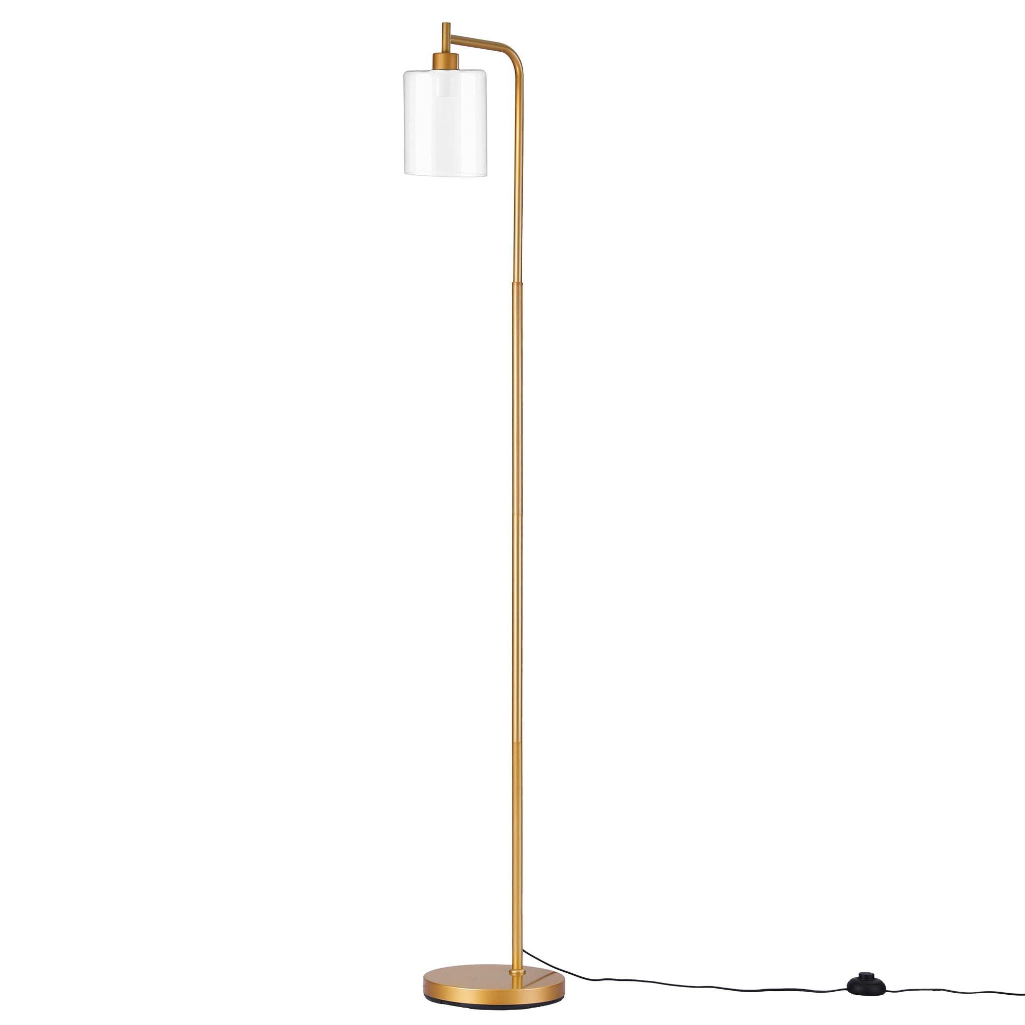 Artiss Floor Lamp Modern Industrial Standing Light with Clear Glass Shade, GoldMetal Tall Lamp for Living Room, Bedroom &amp; Office, Anti-Tipping Weighted Base &amp; Foot Switch (Bulb Not Included)